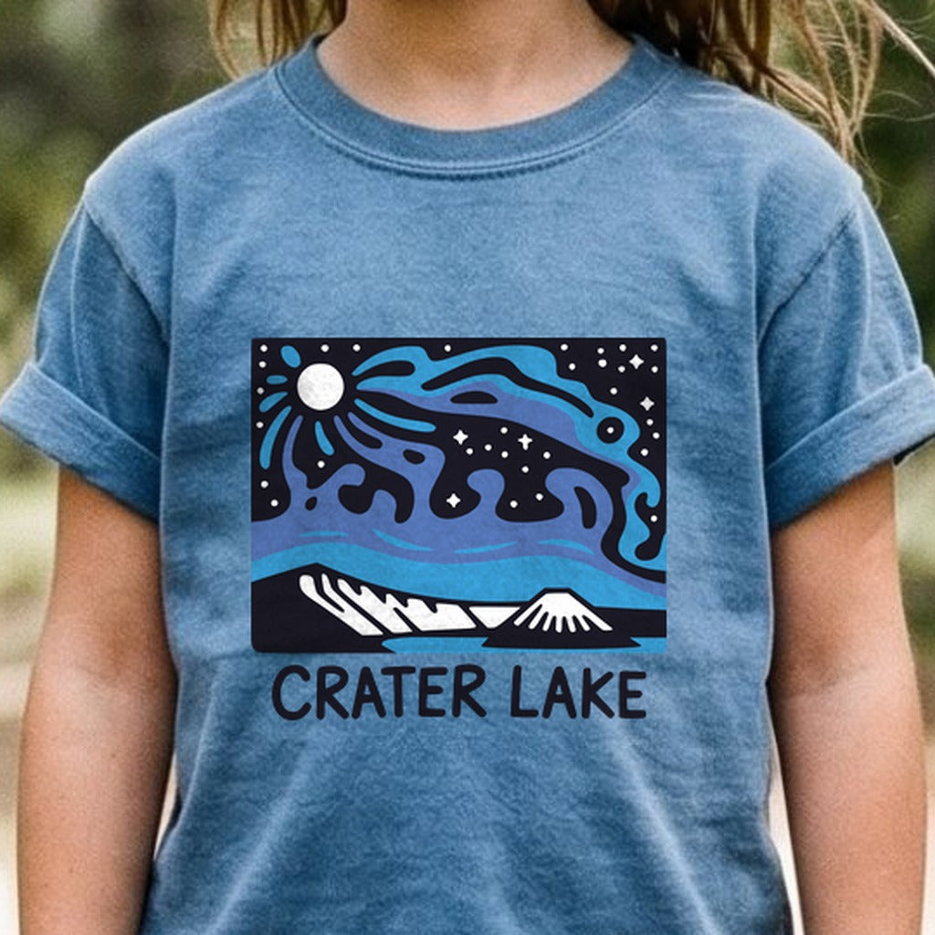 Crater Lake at Night Kids Cotton T-Shirt