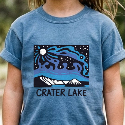 Crater Lake at Night Kids Cotton T-Shirt