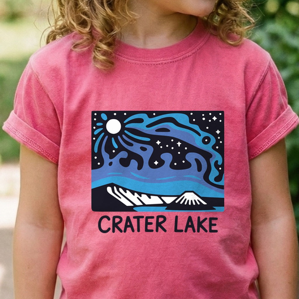 Crater Lake at Night Kids Cotton T-Shirt