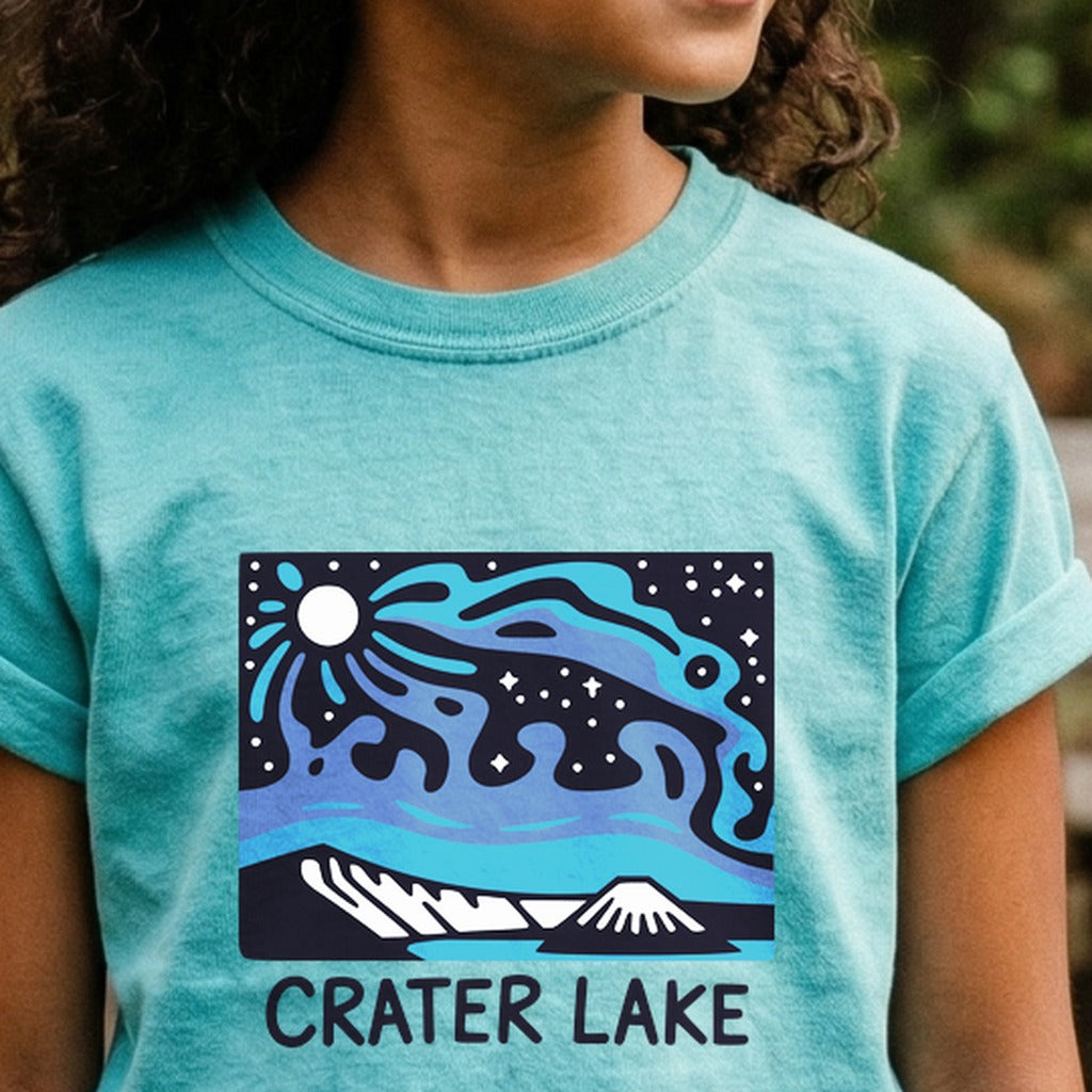 Crater Lake at Night Kids Cotton T-Shirt