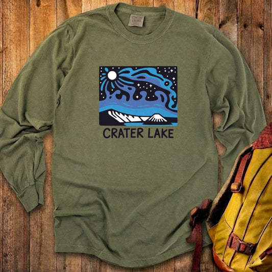 Crater Lake at Night Cotton Long Sleeve