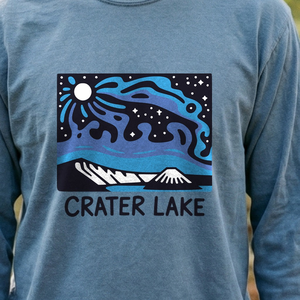 Crater Lake at Night Cotton Long Sleeve