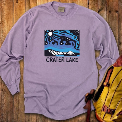 Crater Lake at Night Cotton Long Sleeve