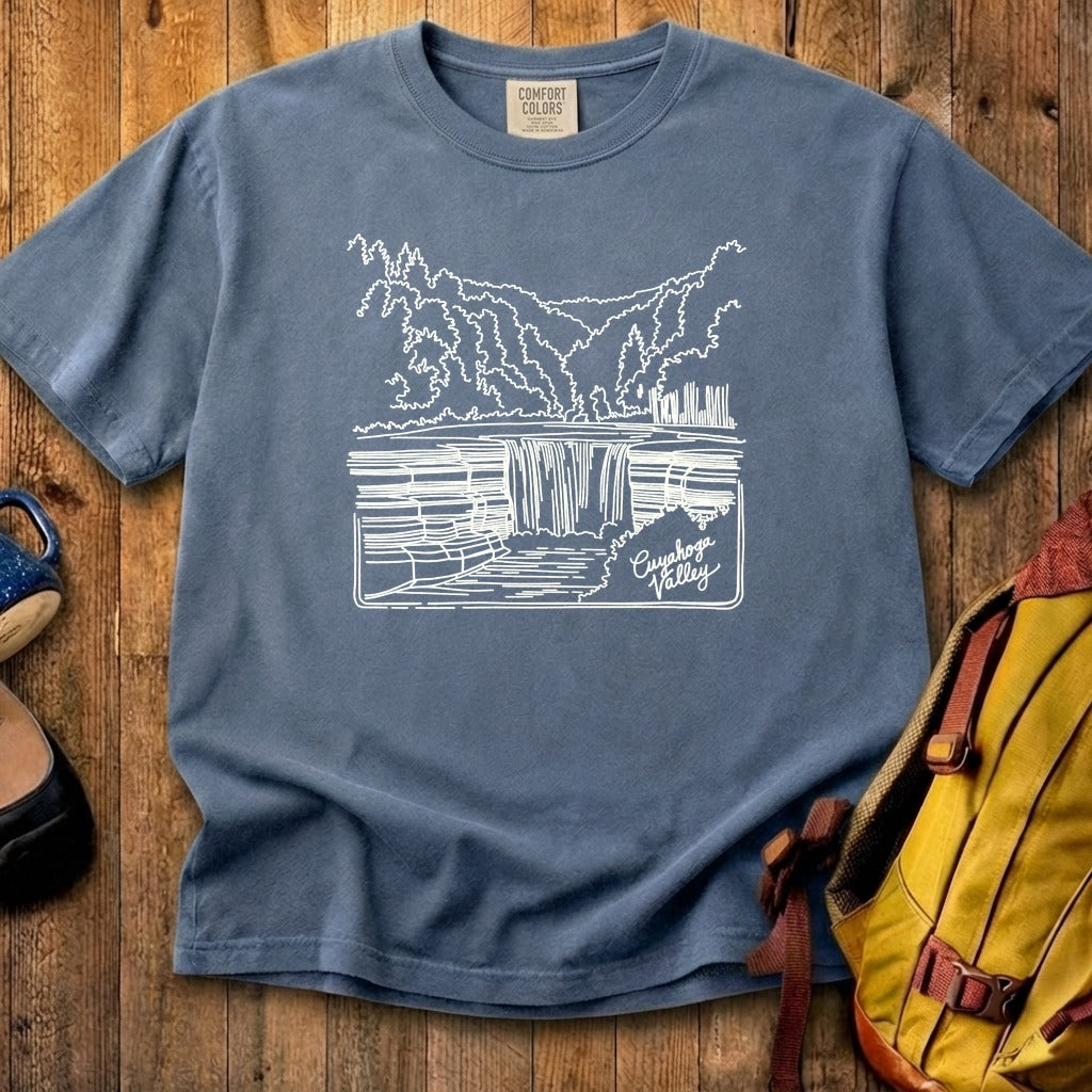 Cuyahoga Valley Line Drawing Cotton T-Shirt