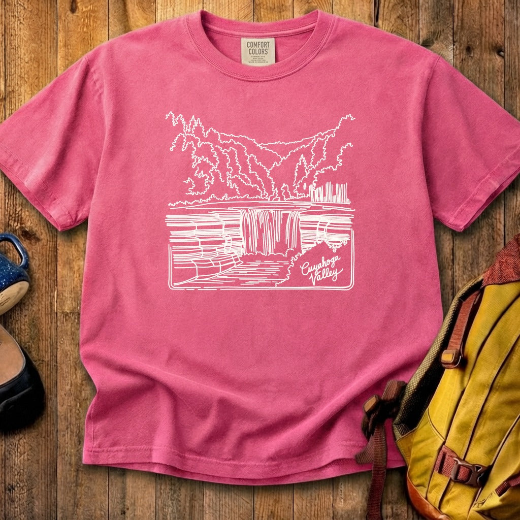 Cuyahoga Valley Line Drawing Cotton T-Shirt