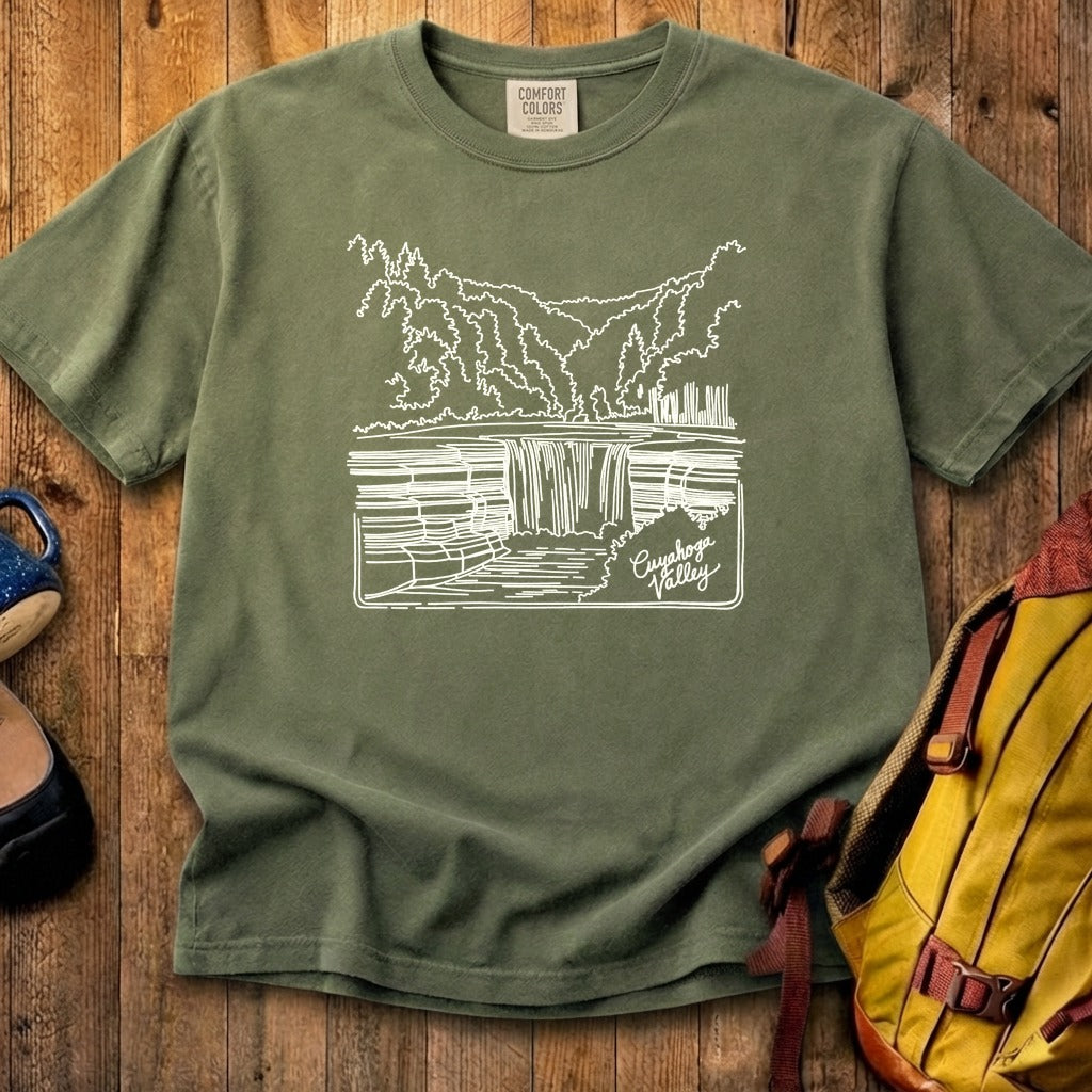 Cuyahoga Valley Line Drawing Cotton T-Shirt