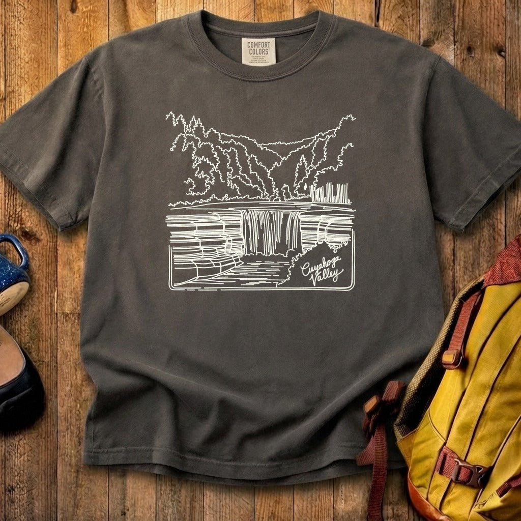 Cuyahoga Valley Line Drawing Cotton T-Shirt