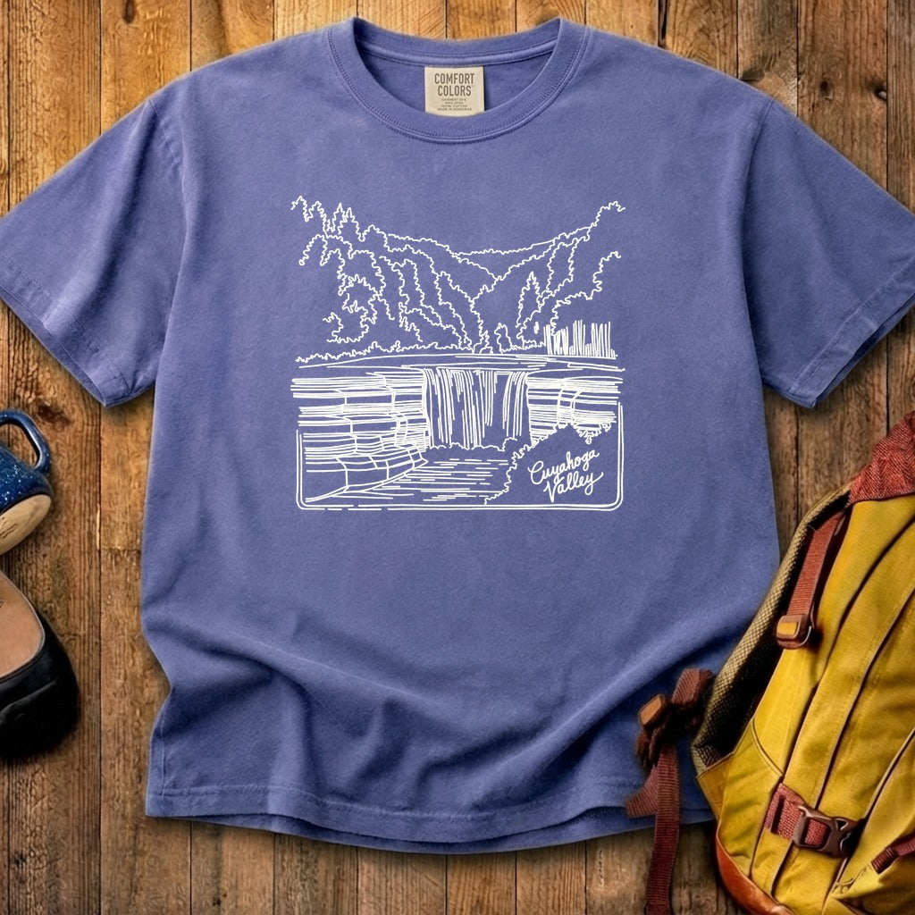 Cuyahoga Valley Line Drawing Cotton T-Shirt