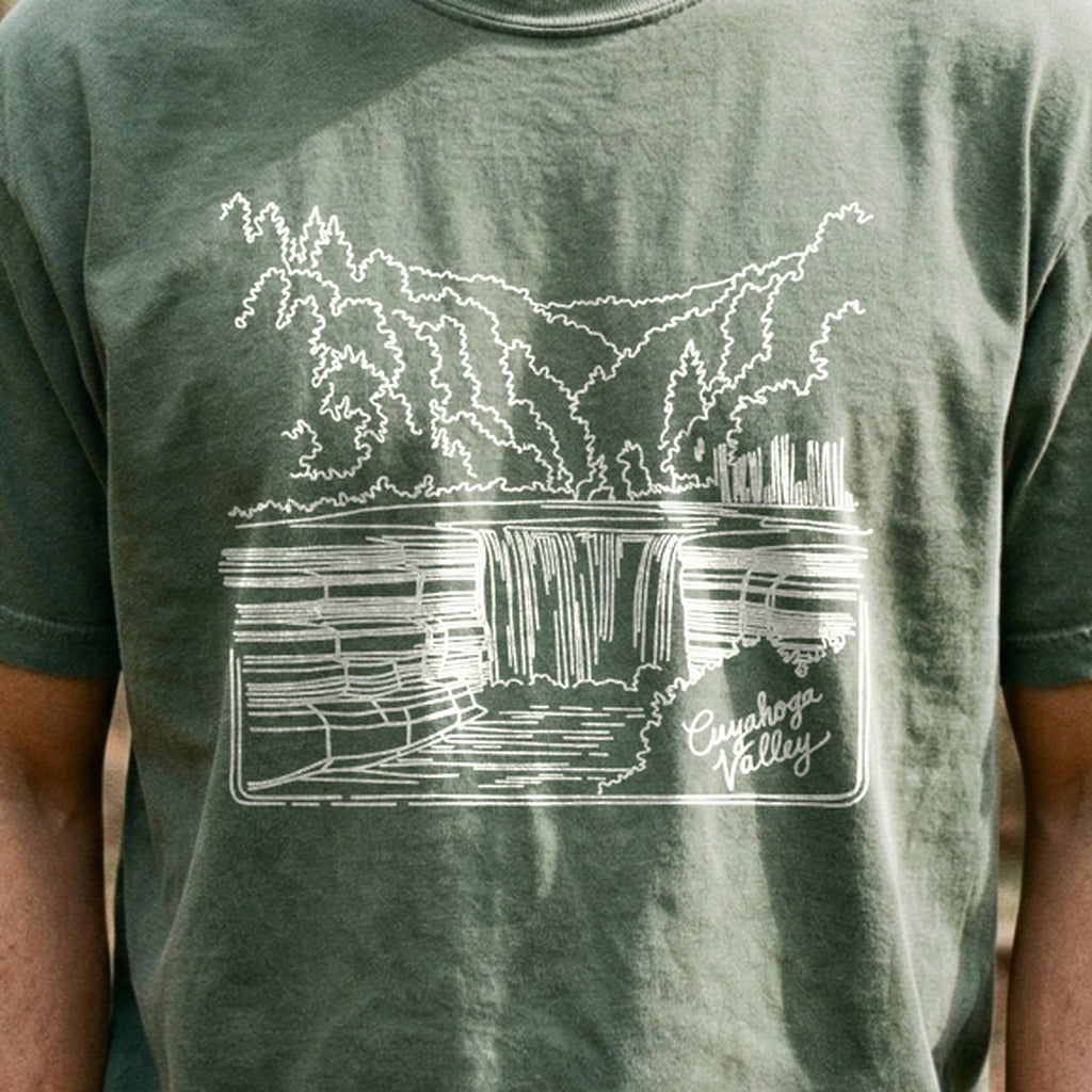 Cuyahoga Valley Line Drawing Cotton T-Shirt