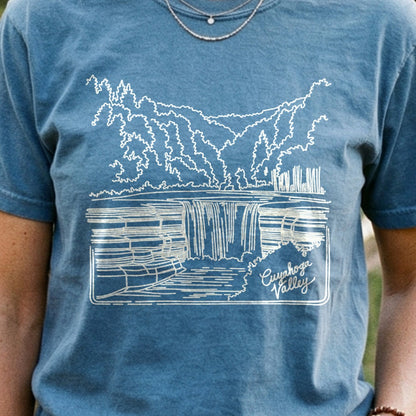 Cuyahoga Valley Line Drawing Cotton T-Shirt