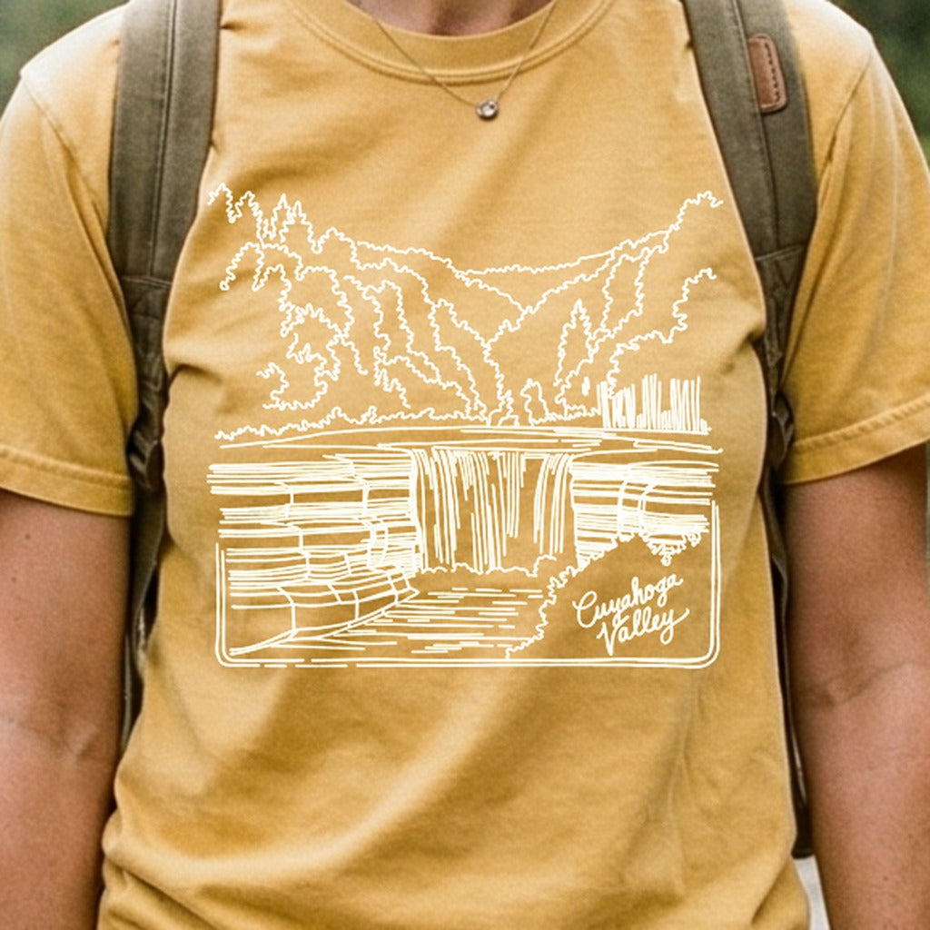 Cuyahoga Valley Line Drawing Cotton T-Shirt