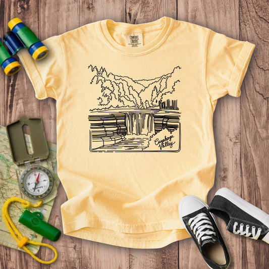 Cuyahoga Valley Line Drawing Kids Cotton T-Shirt