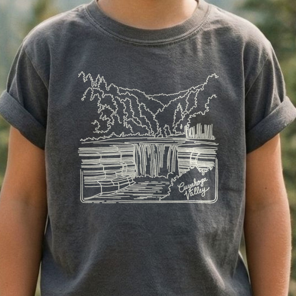 Cuyahoga Valley Line Drawing Kids Cotton T-Shirt