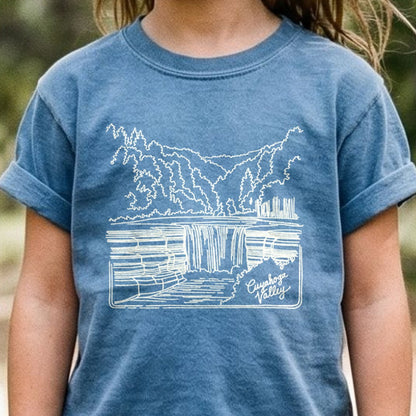 Cuyahoga Valley Line Drawing Kids Cotton T-Shirt