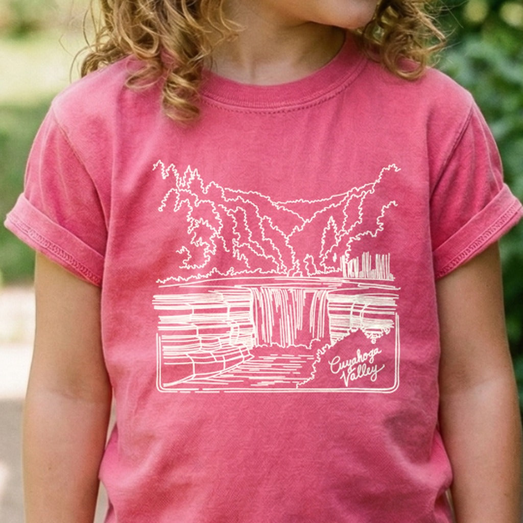 Cuyahoga Valley Line Drawing Kids Cotton T-Shirt