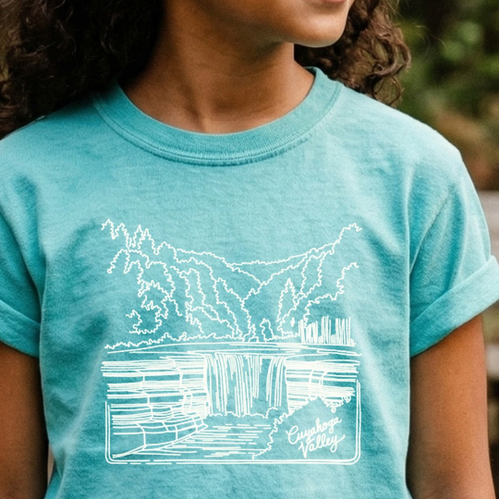 Cuyahoga Valley Line Drawing Kids Cotton T-Shirt