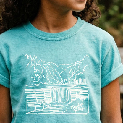 Cuyahoga Valley Line Drawing Kids Cotton T-Shirt