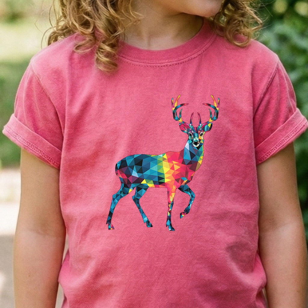 Deer Mosaic Kids Cotton T-Shirt