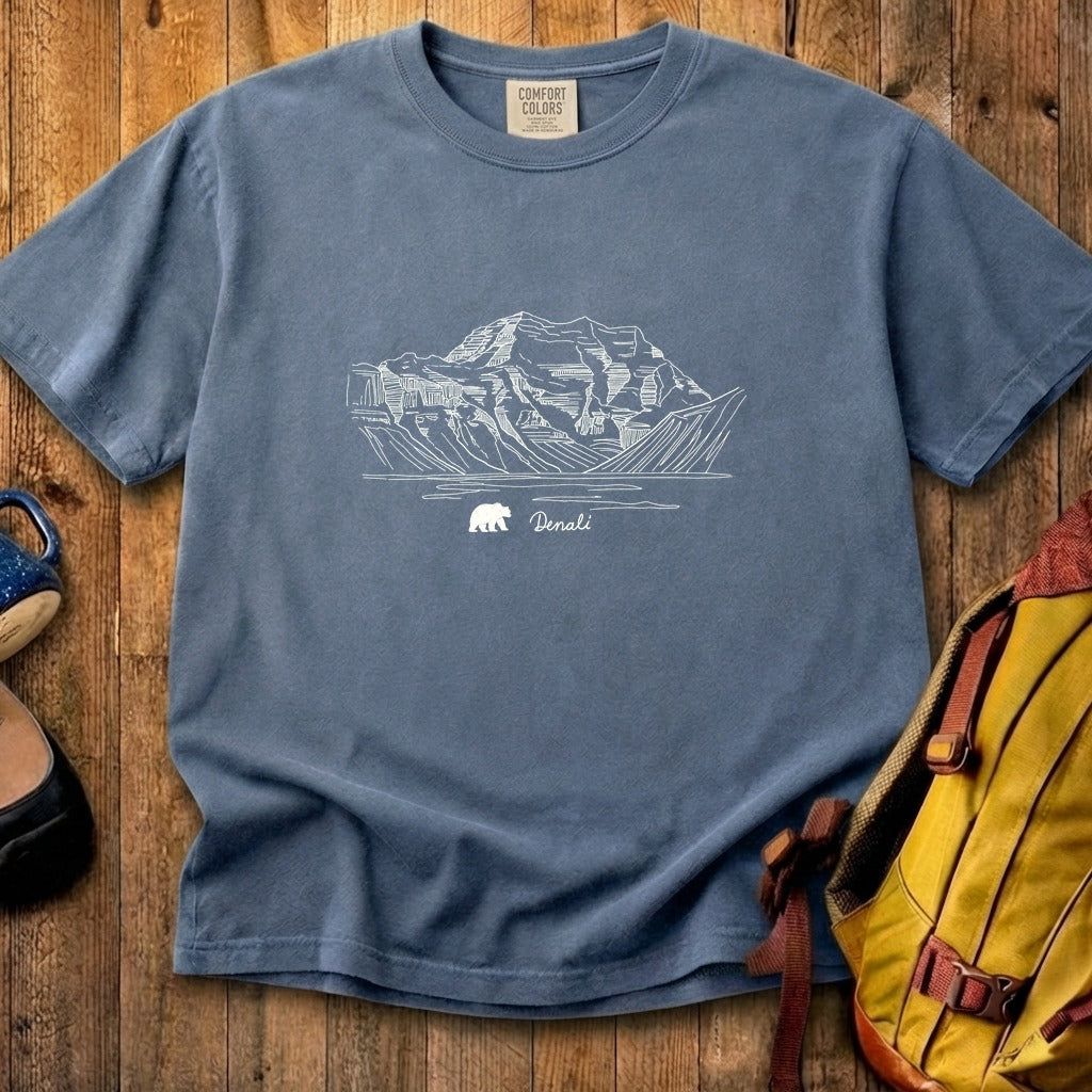 Denali Line Drawing Cotton T-Shirt