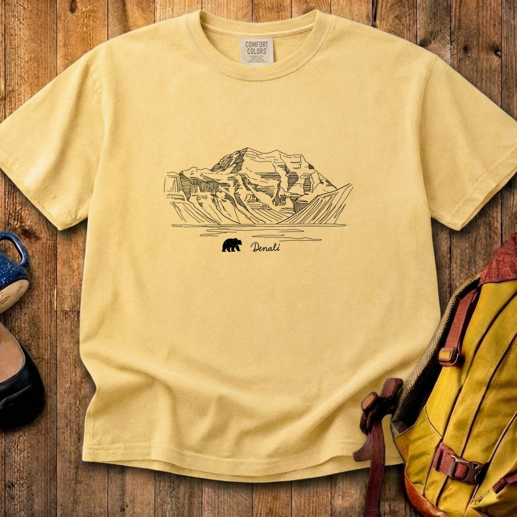 Denali Line Drawing Cotton T-Shirt