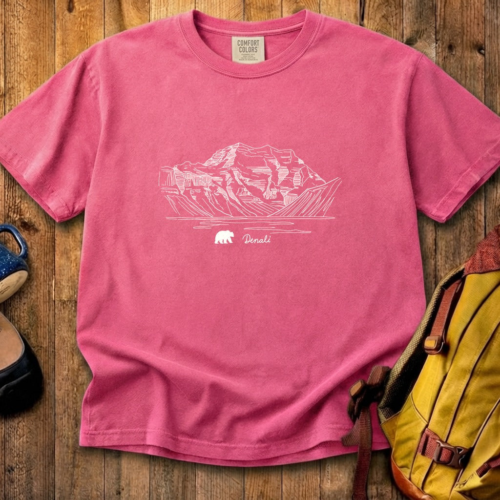 Denali Line Drawing Cotton T-Shirt