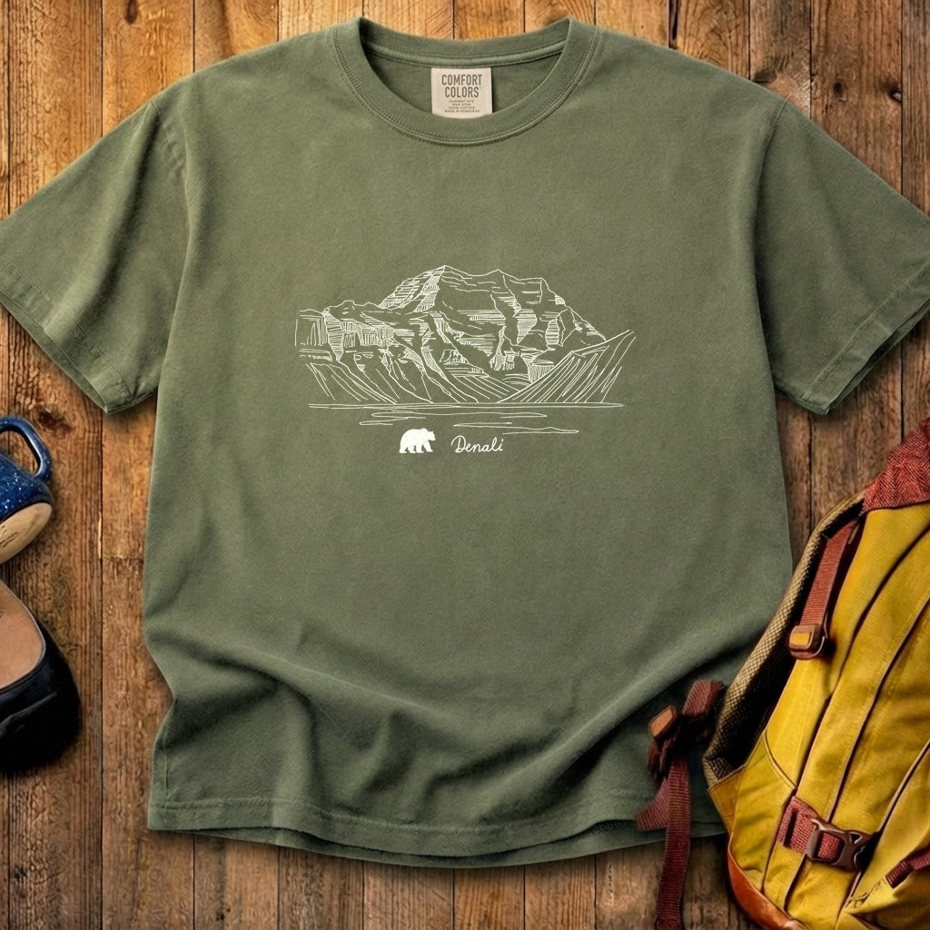 Denali Line Drawing Cotton T-Shirt