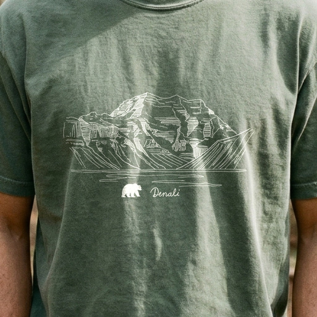 Denali Line Drawing Cotton T-Shirt
