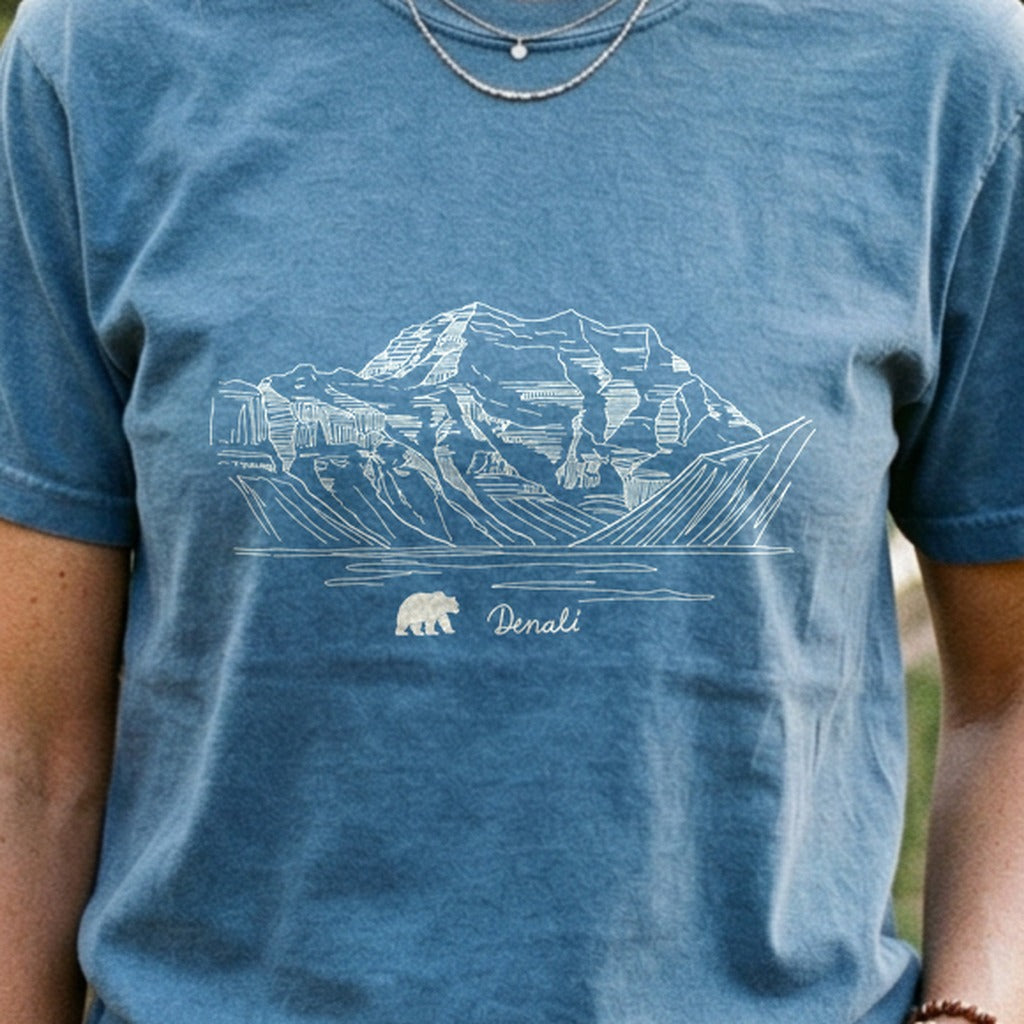 Denali Line Drawing Cotton T-Shirt