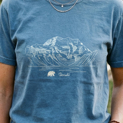 Denali Line Drawing Cotton T-Shirt