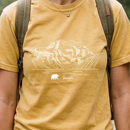 Denali Line Drawing Cotton T-Shirt