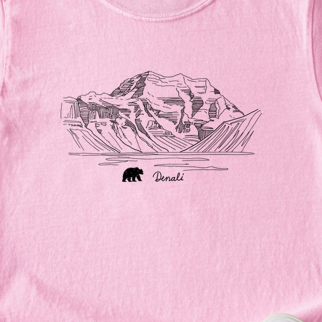 Denali Line Drawing Kids Cotton T-Shirt