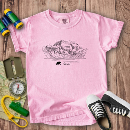 Denali Line Drawing Kids Cotton T-Shirt
