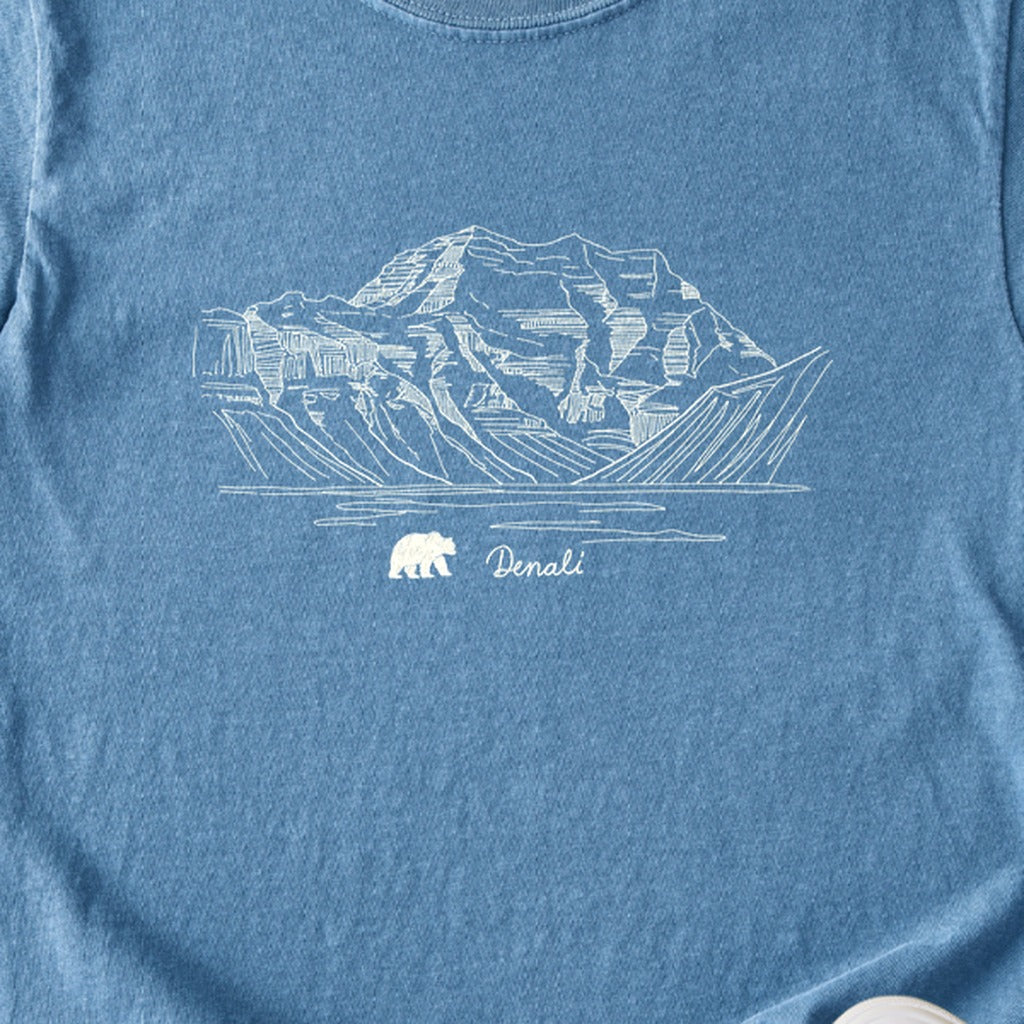 Denali Line Drawing Kids Cotton T-Shirt