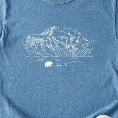 Denali Line Drawing Kids Cotton T-Shirt