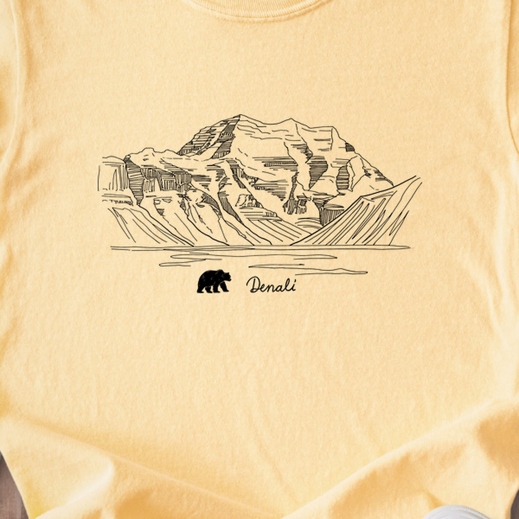Denali Line Drawing Kids Cotton T-Shirt