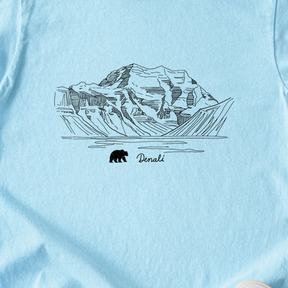 Denali Line Drawing Kids Cotton T-Shirt