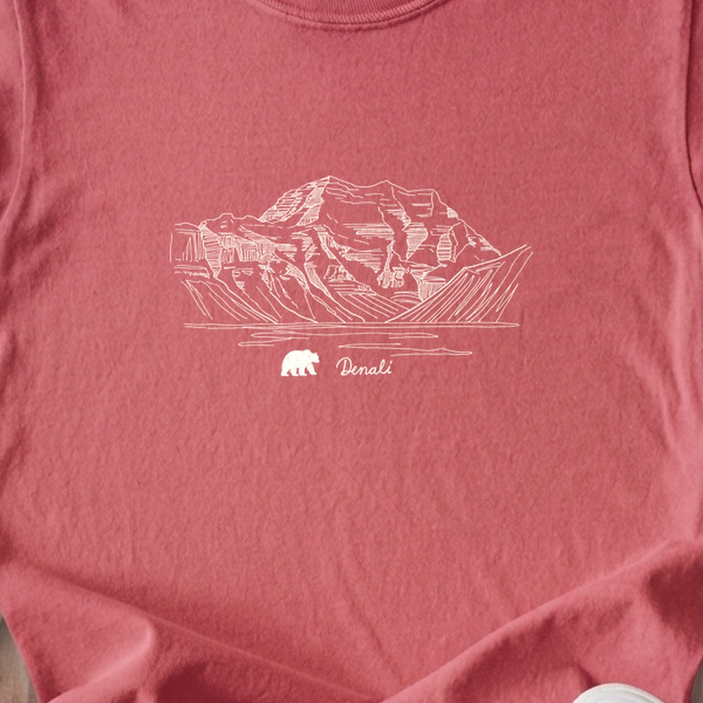Denali Line Drawing Kids Cotton T-Shirt