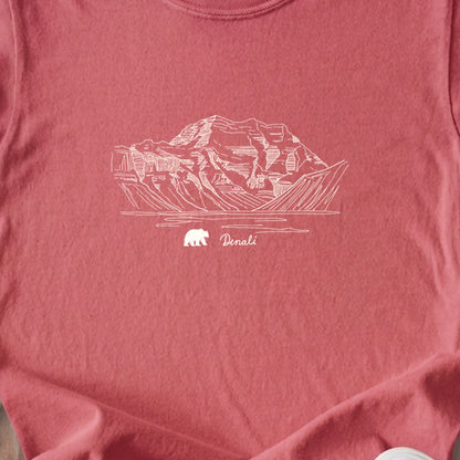 Denali Line Drawing Kids Cotton T-Shirt