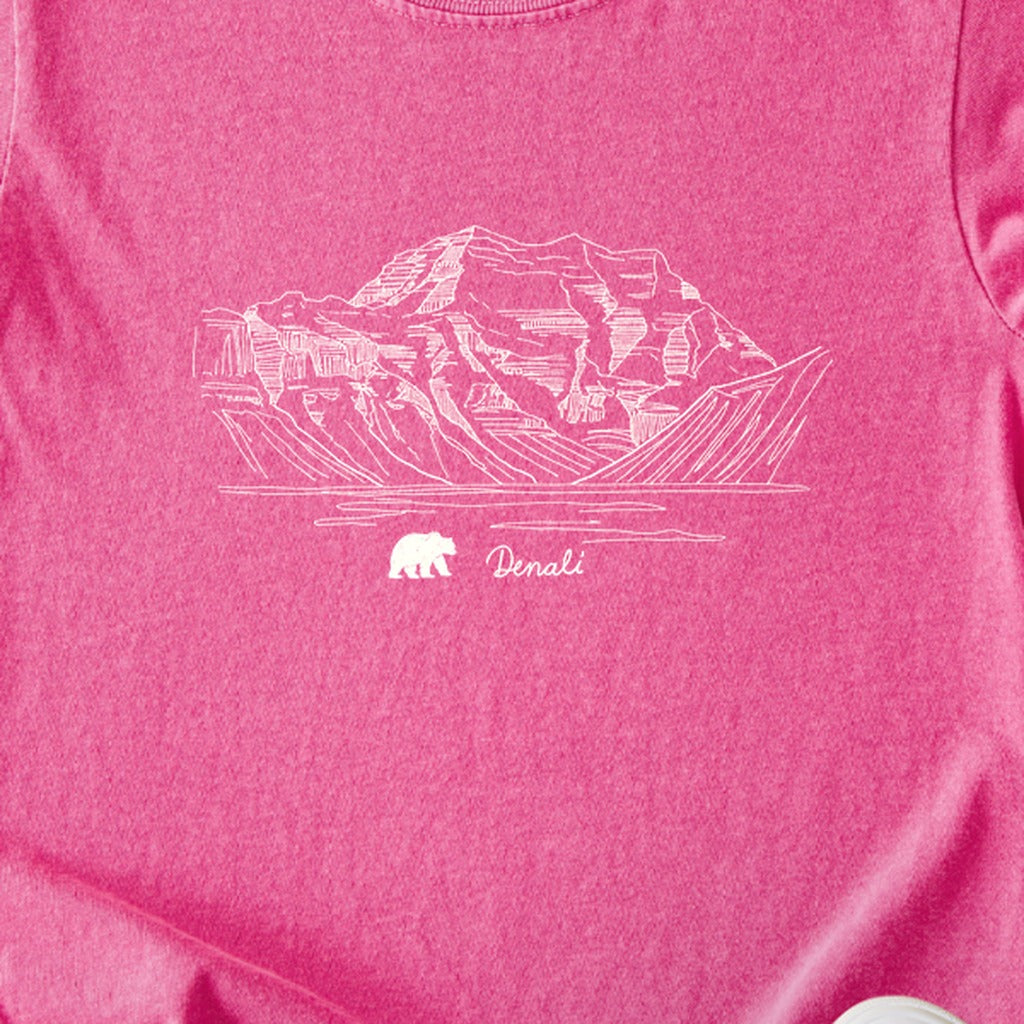 Denali Line Drawing Kids Cotton T-Shirt