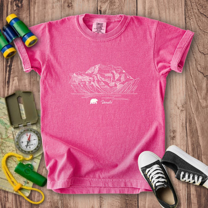 Denali Line Drawing Kids Cotton T-Shirt