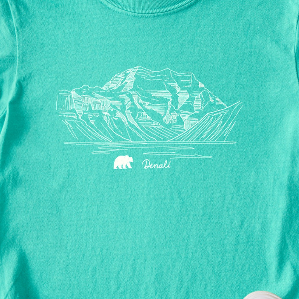 Denali Line Drawing Kids Cotton T-Shirt