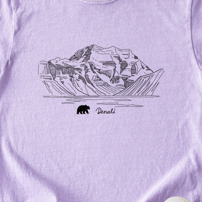 Denali Line Drawing Kids Cotton T-Shirt