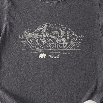 Denali Line Drawing Kids Cotton T-Shirt