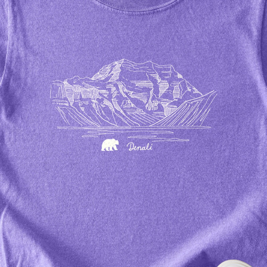 Denali Line Drawing Kids Cotton T-Shirt