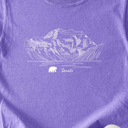 Denali Line Drawing Kids Cotton T-Shirt