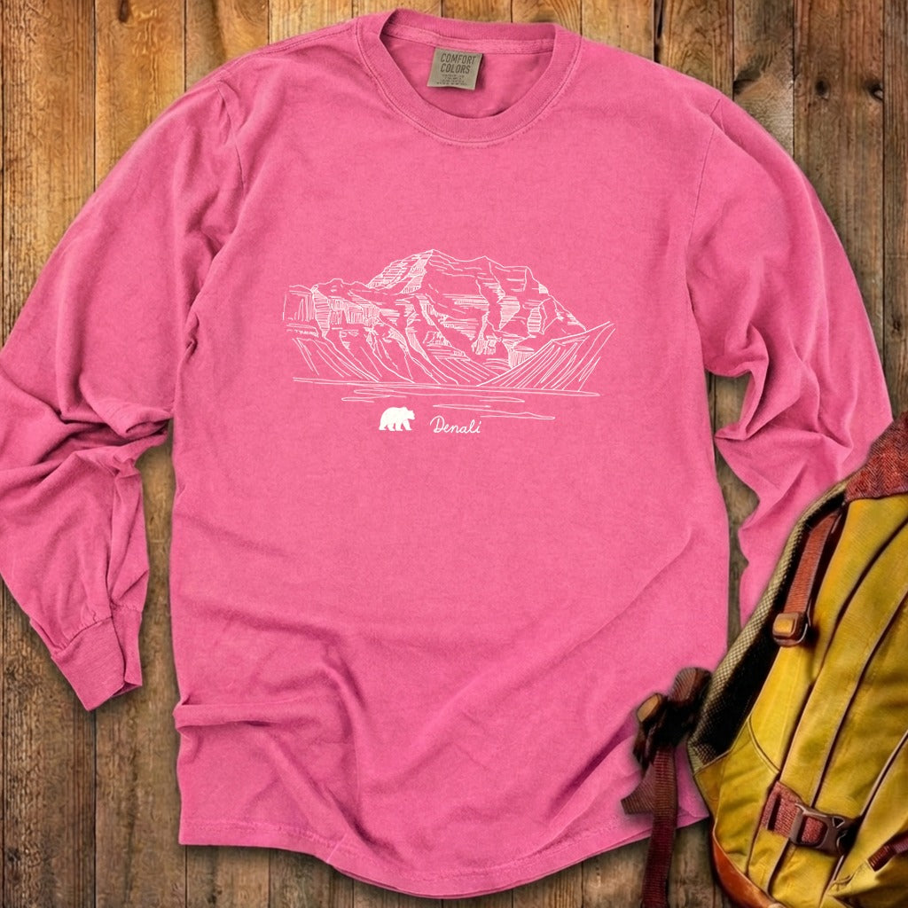Denali Line Drawing Cotton Long Sleeve