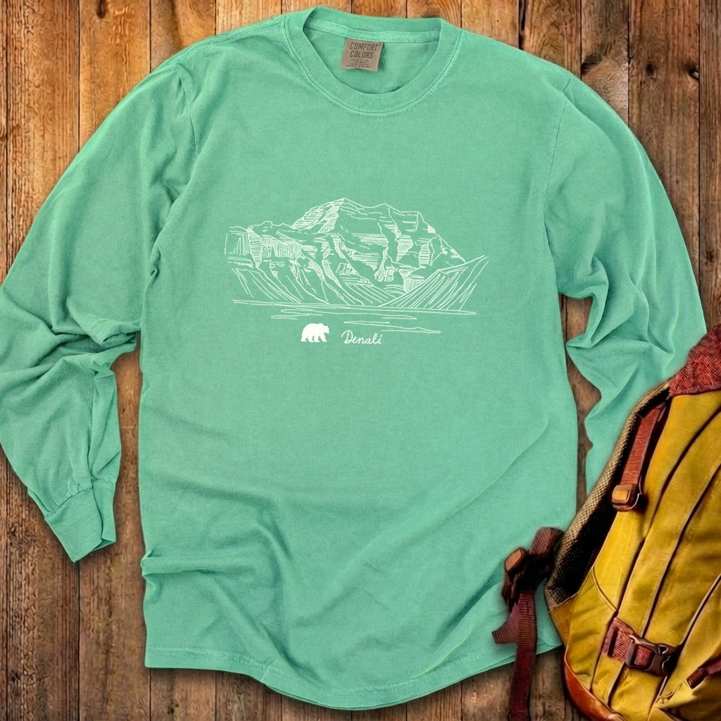 Denali Line Drawing Cotton Long Sleeve