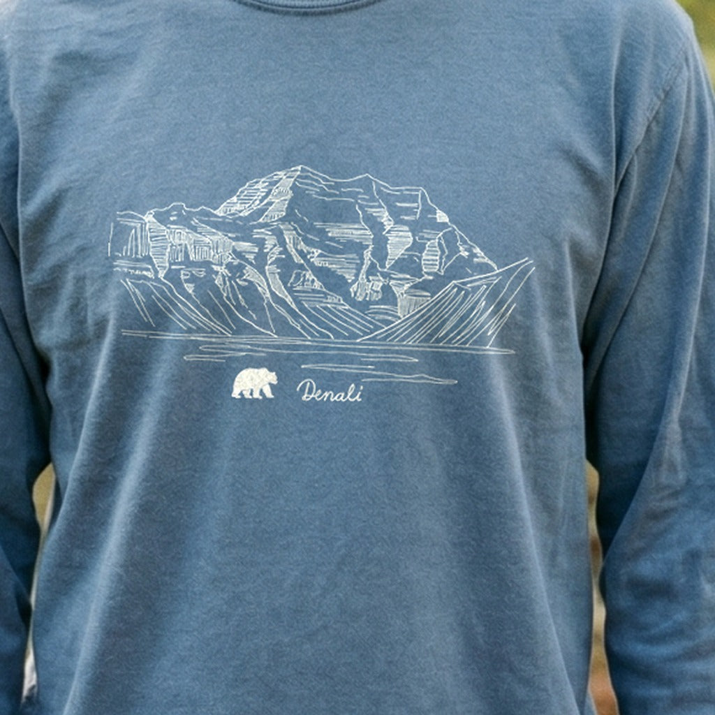 Denali Line Drawing Cotton Long Sleeve