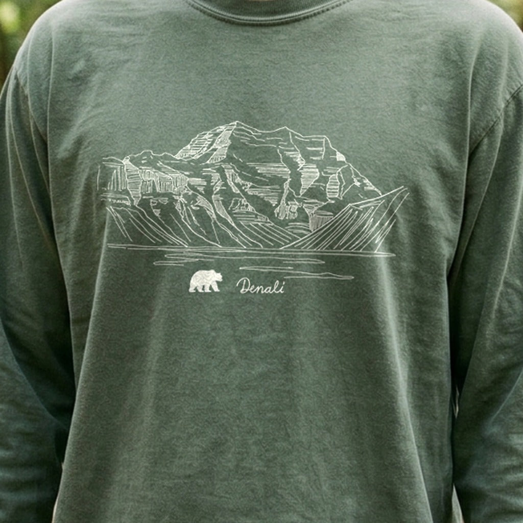 Denali Line Drawing Cotton Long Sleeve