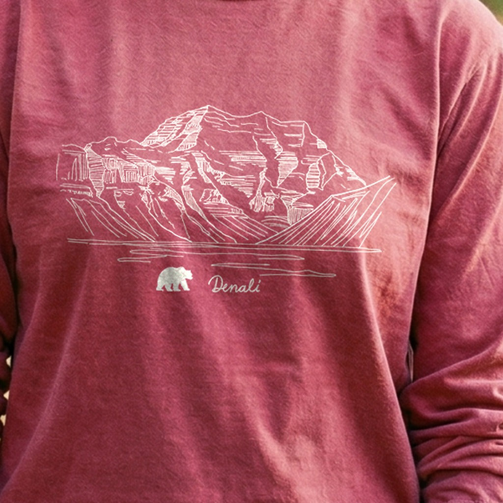Denali Line Drawing Cotton Long Sleeve